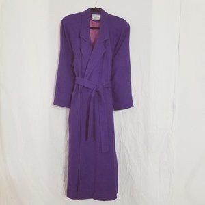 Vintage Purple Womens Long Dress Coat 100% Wool